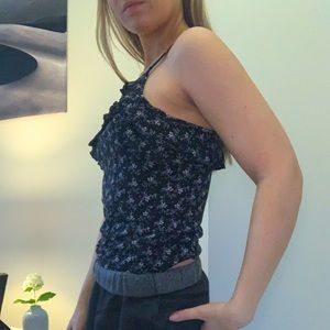American Eagle black floral tank top